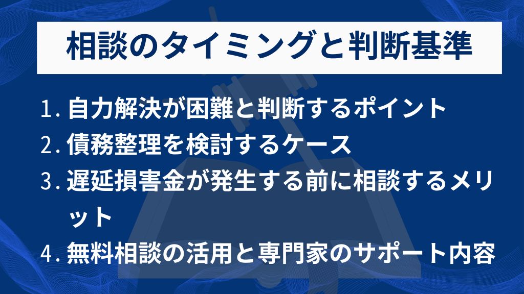 債務の弁済について第三者の専門家に相談すべきタイミングと判断基準