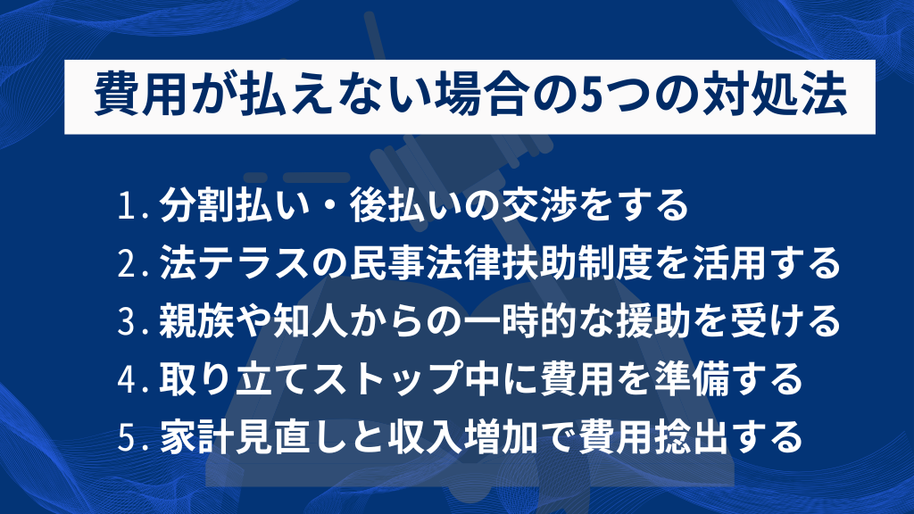 任意整理の費用が払えない場合の5つの対処法
