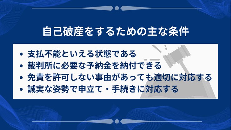 自己破産の条件を示す4つのポイント